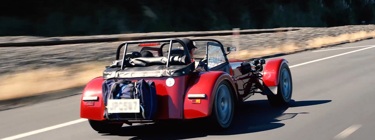 Car driving down the street