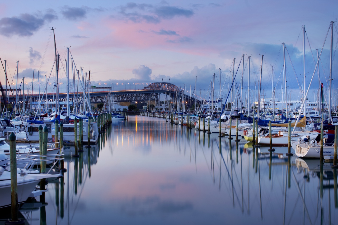 Sunset view of Westhaven Marina