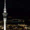 SkyTower at night.