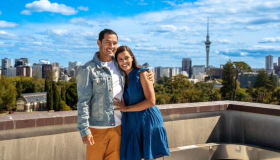 Couple on museum rooftop