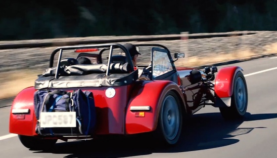 Car driving down the street