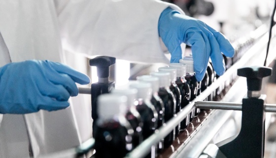 beverages on a production line
