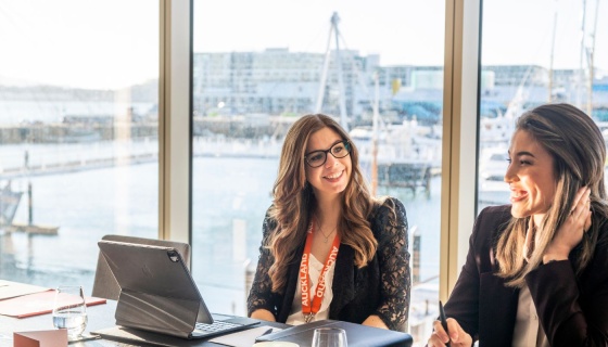 Two delegates in a meeting