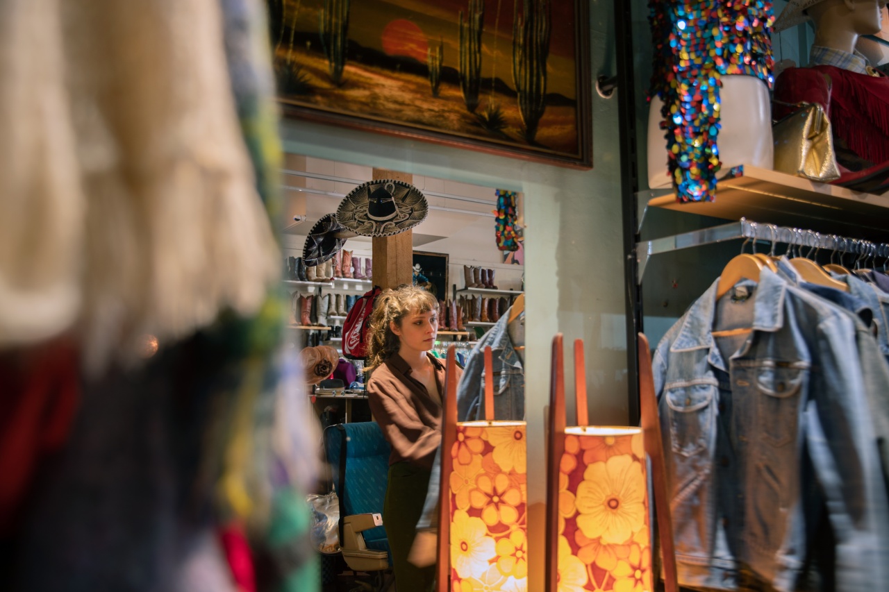 A lady shopping vintage clothes