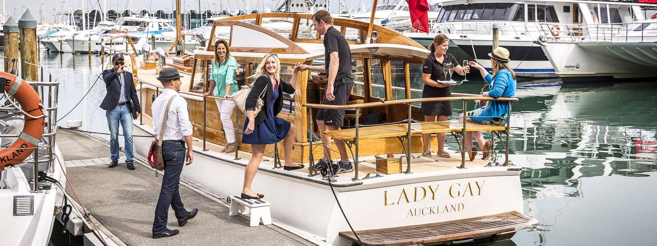 People boarding the Lady Gay boat in the marina (credit: ATEED / Chris McLennan)